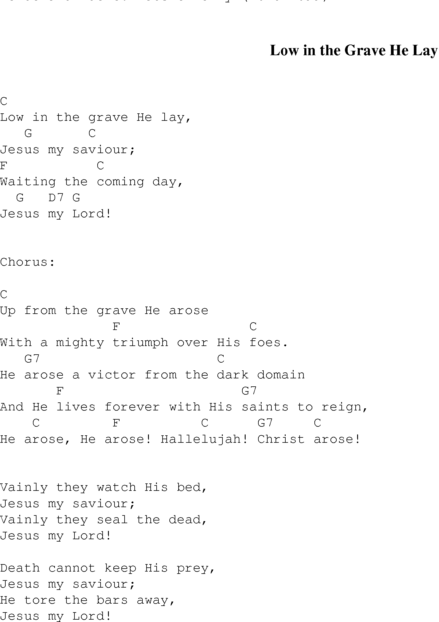 Gospel Song: low_in_the_grave, lyrics and chords.