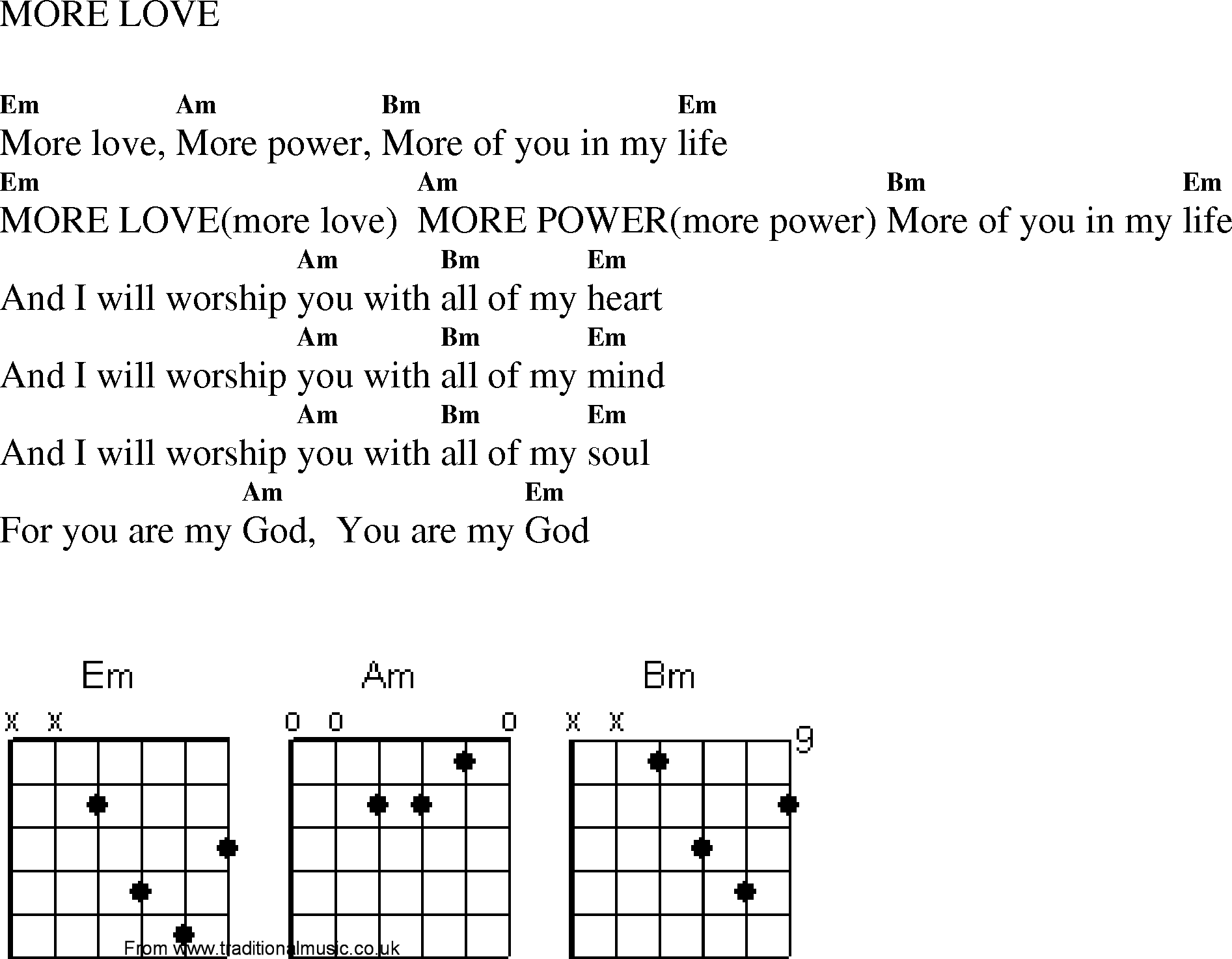 Gospel Song: more_love, lyrics and chords.