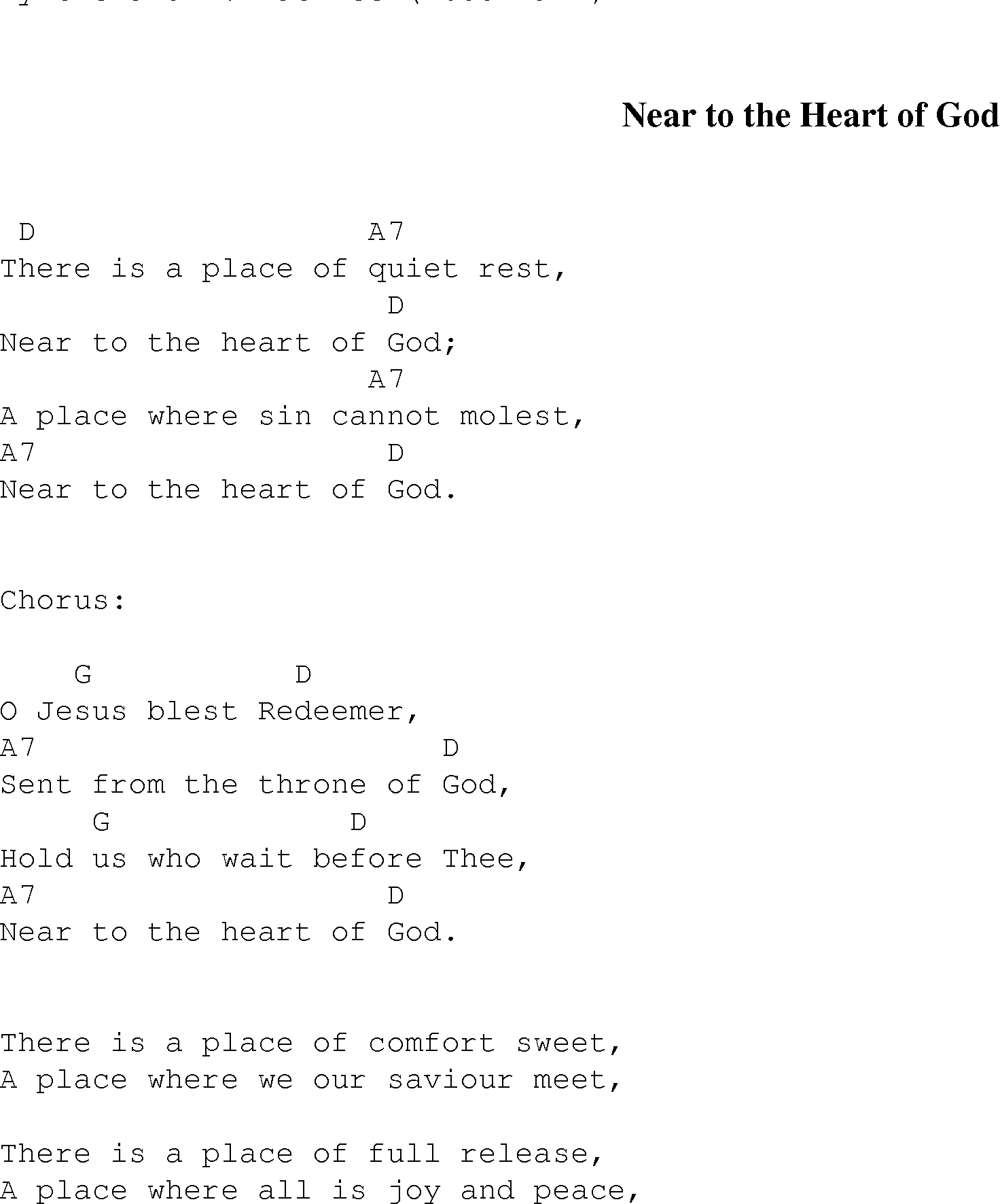 Gospel Song: near_to_the_heart, lyrics and chords.