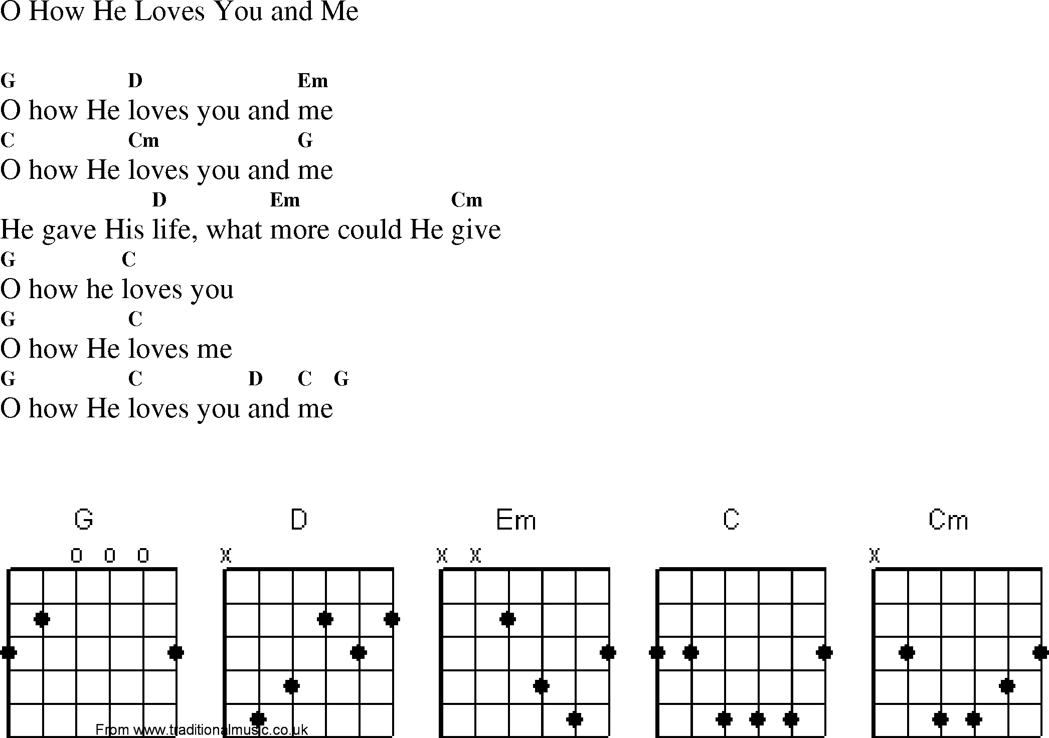 Gospel Song: o_how_he_loves_you_and_me, lyrics and chords.