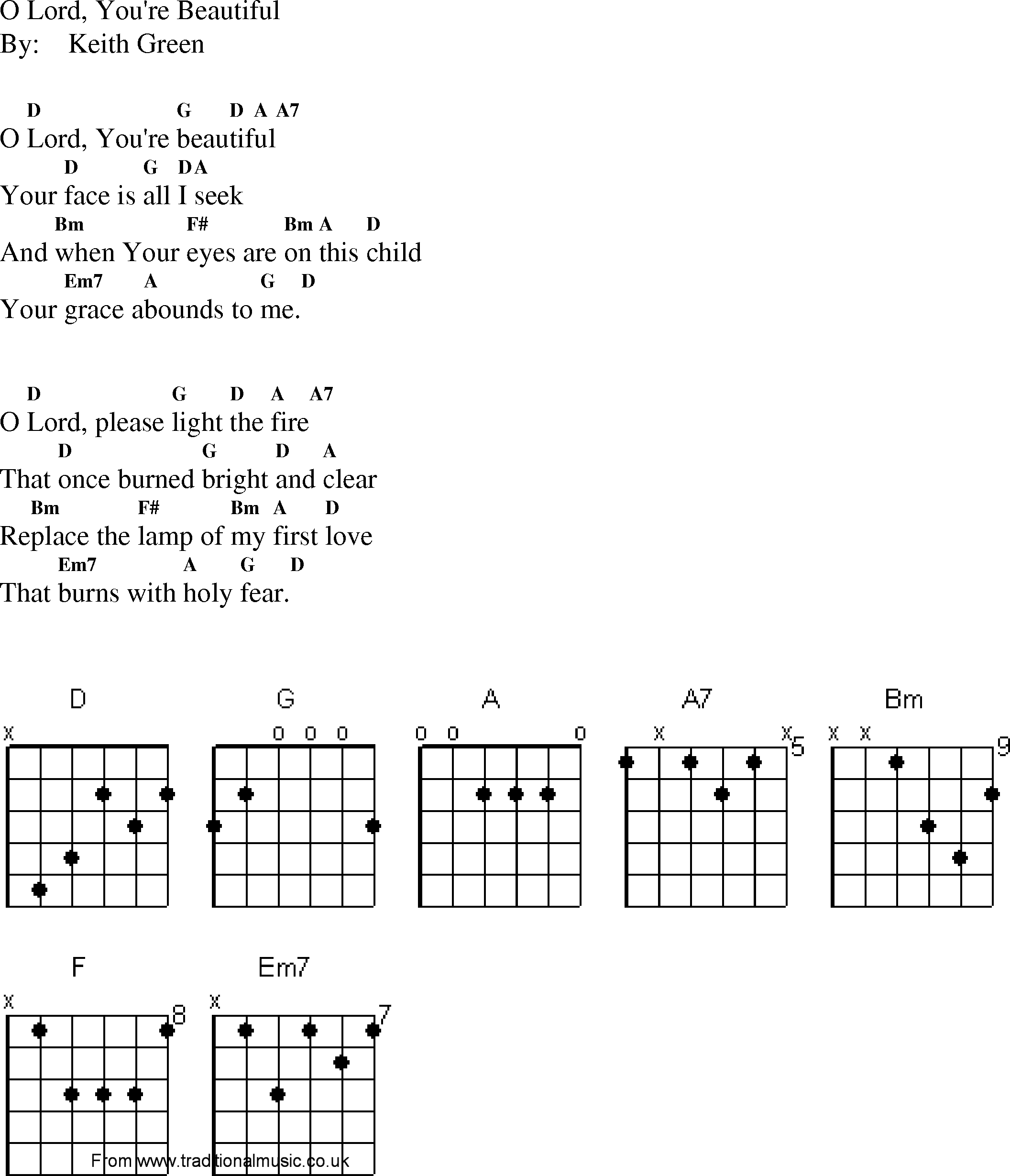 Gospel Song: o_lord_youre_beautiful, lyrics and chords.