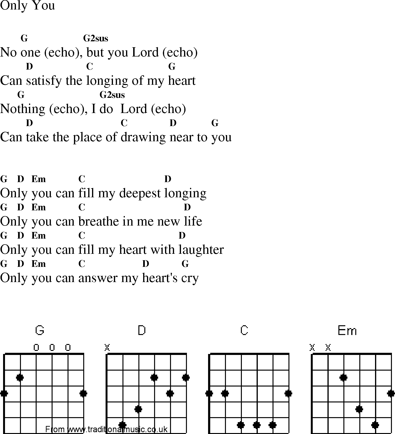 Gospel Song: only_you2, lyrics and chords.