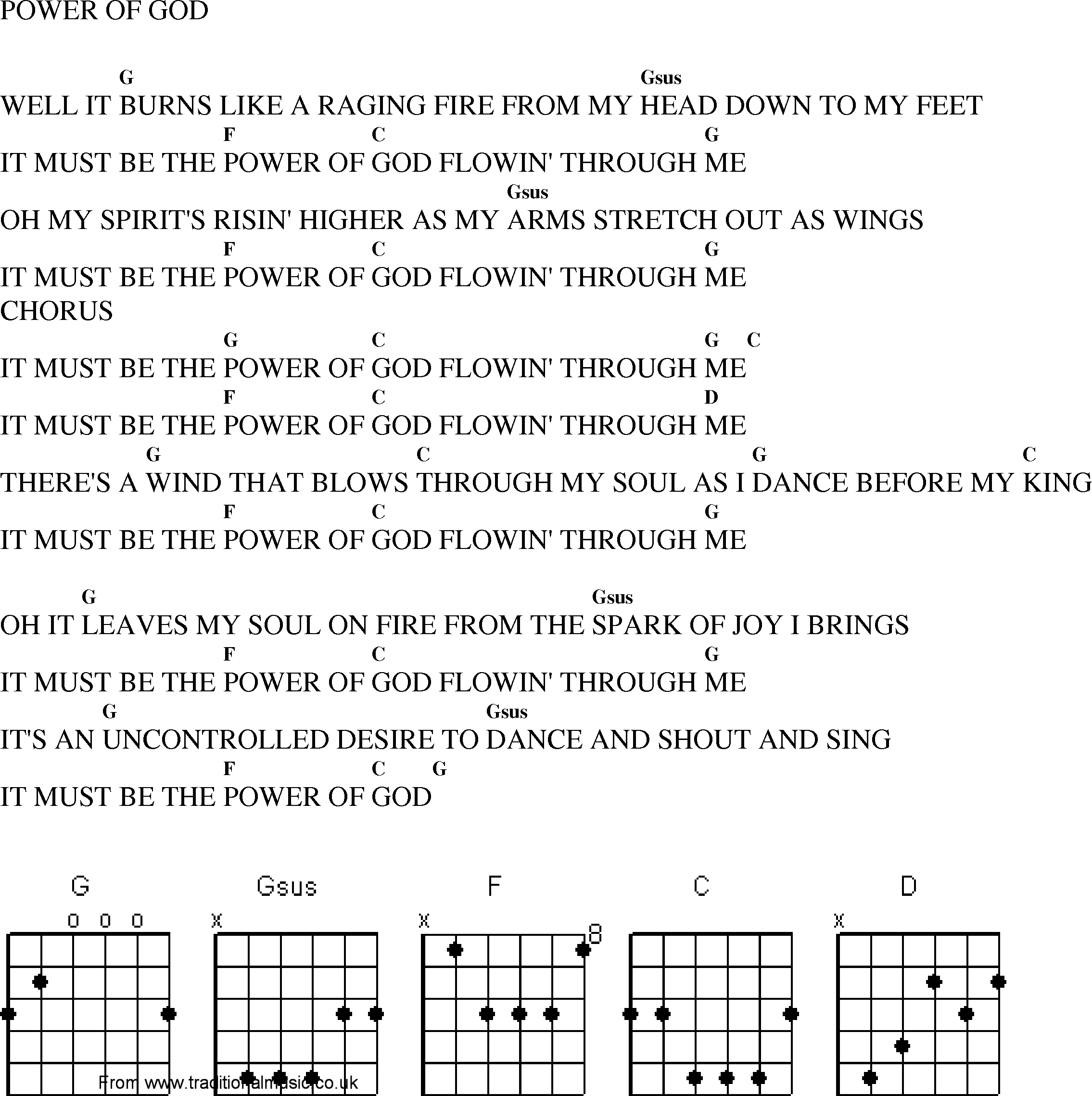 Gospel Song: power_of_god, lyrics and chords.