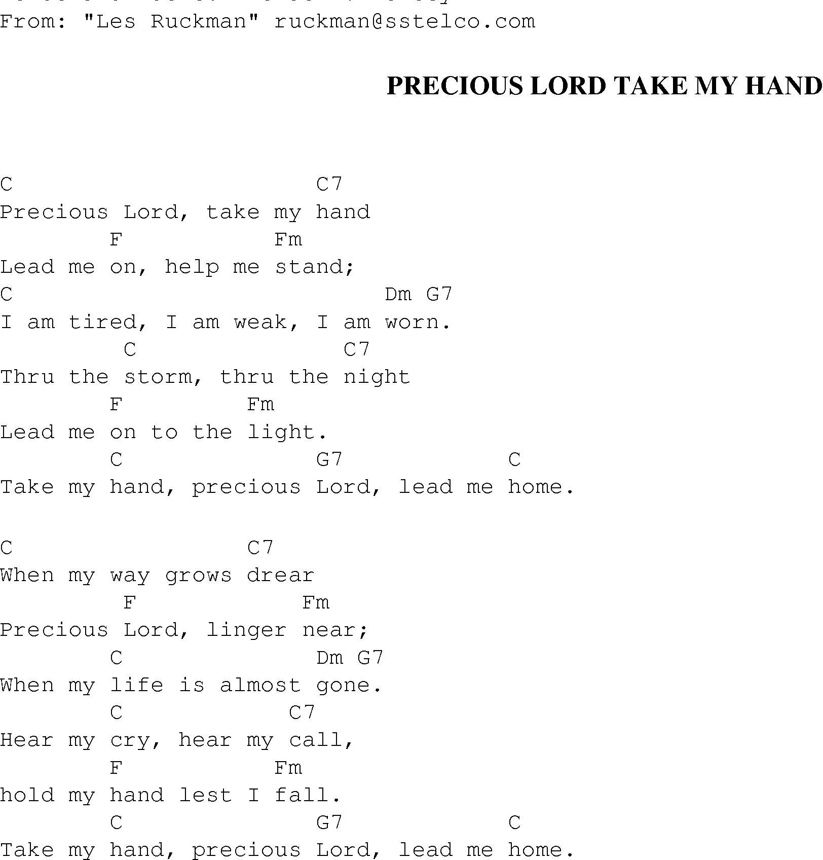 Gospel Song: precious_lord_take_my_hand, lyrics and chords.