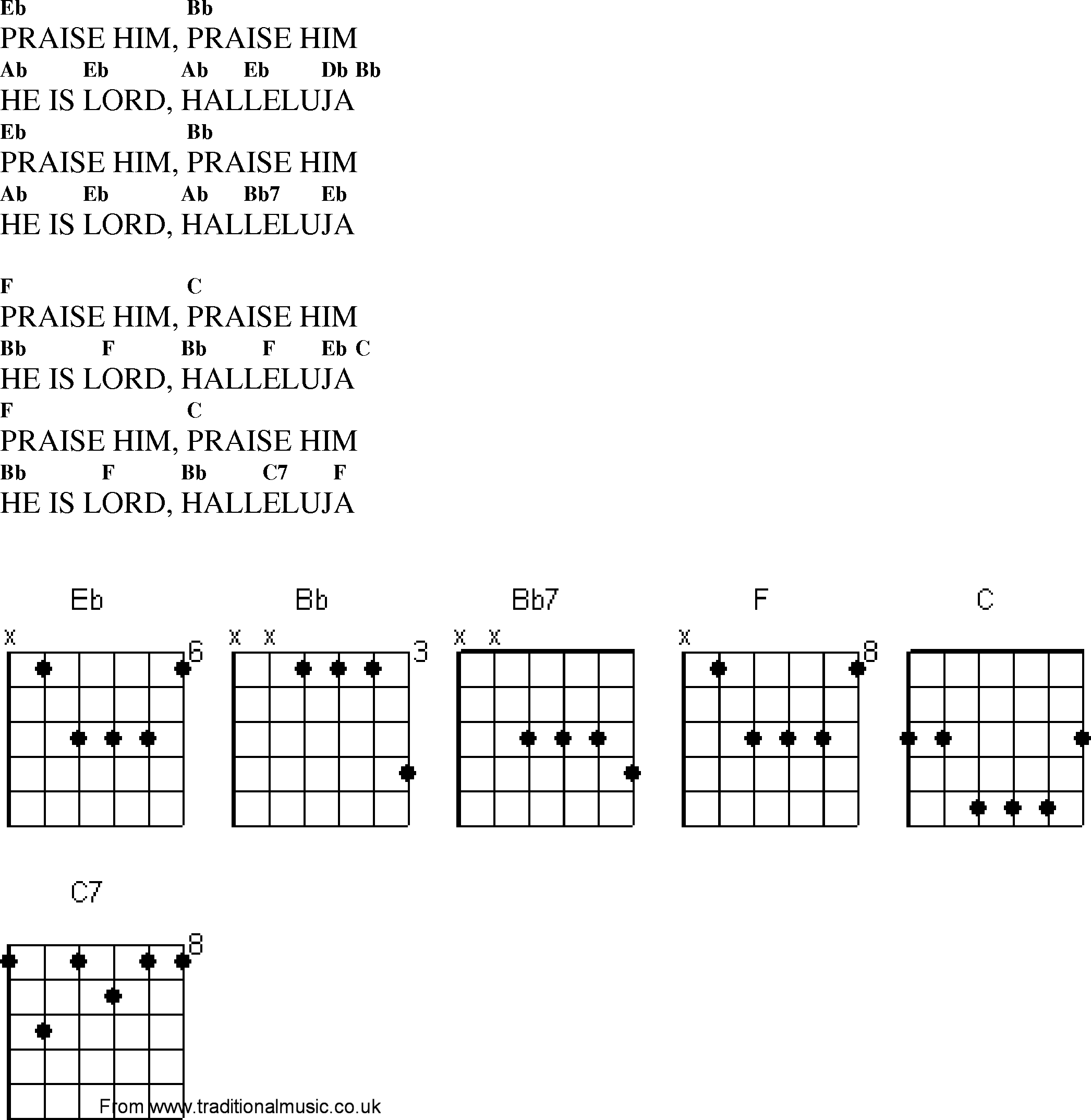 Gospel Song: prise_him_prise_him, lyrics and chords.