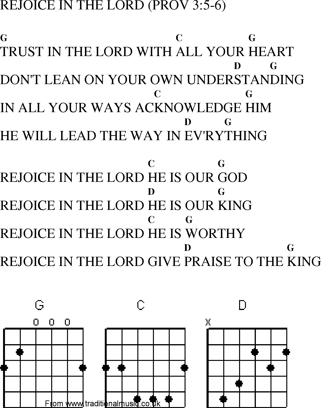 Gospel Song: proverbs_3_5_6, lyrics and chords.
