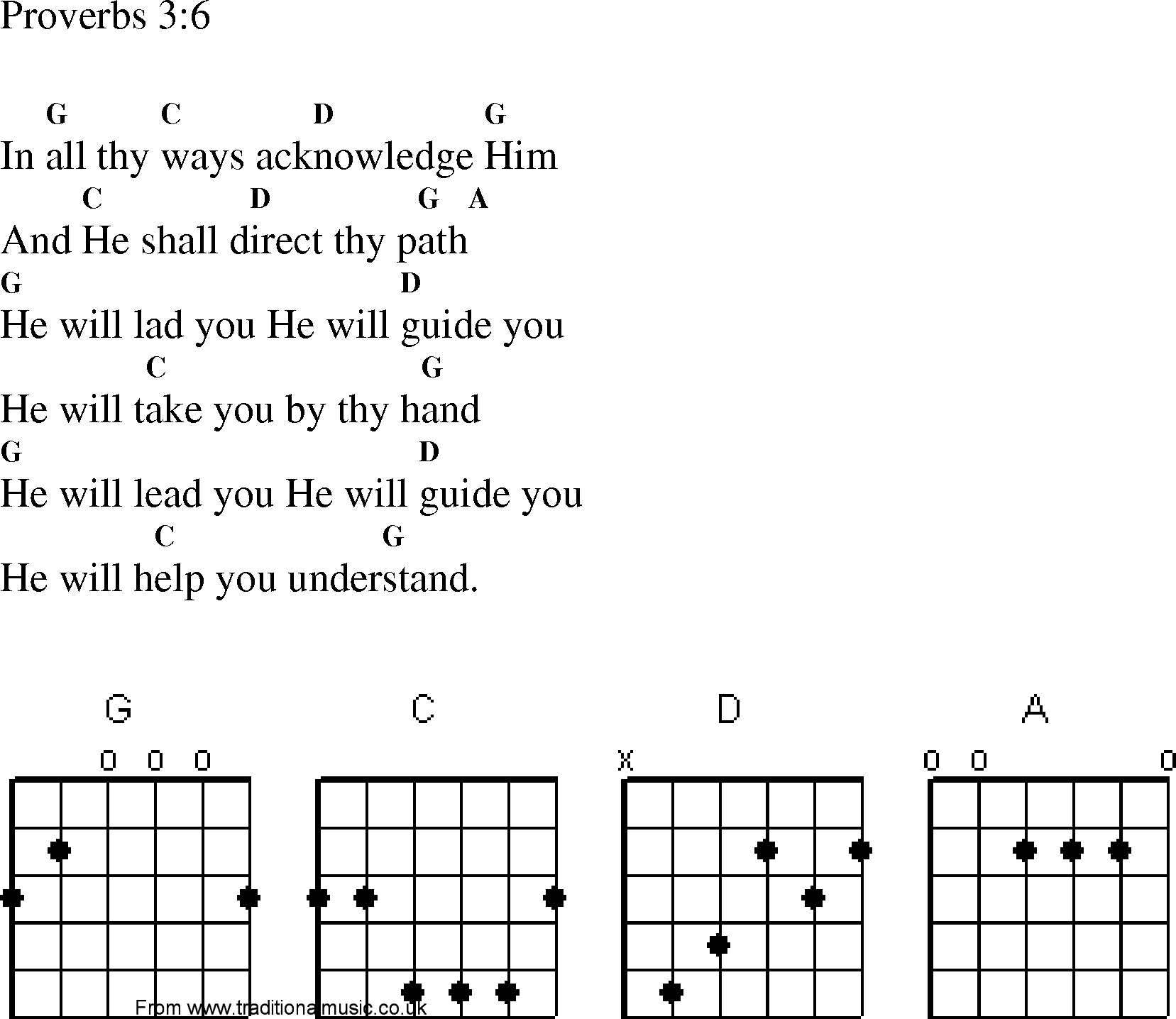 Gospel Song: proverbs_3_6, lyrics and chords.