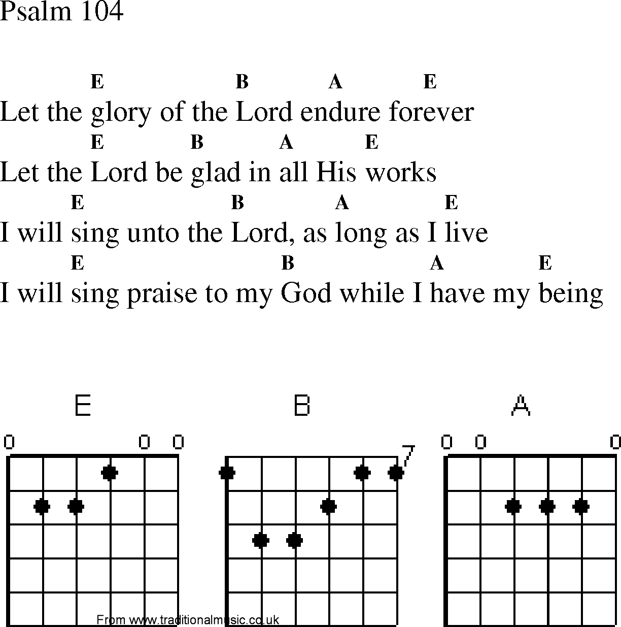 Gospel Song: psalm_104, lyrics and chords.