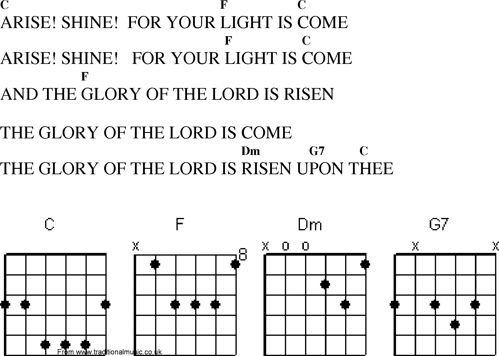 Gospel Song: rise_shine, lyrics and chords.