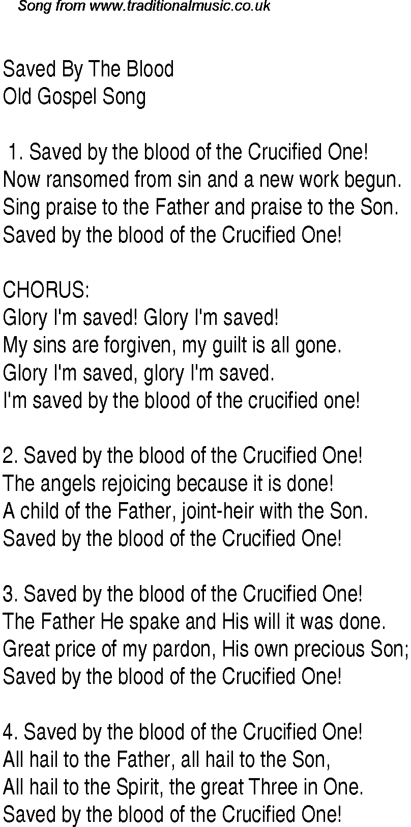 Gospel Song: saved-by-the-blood, lyrics and chords.