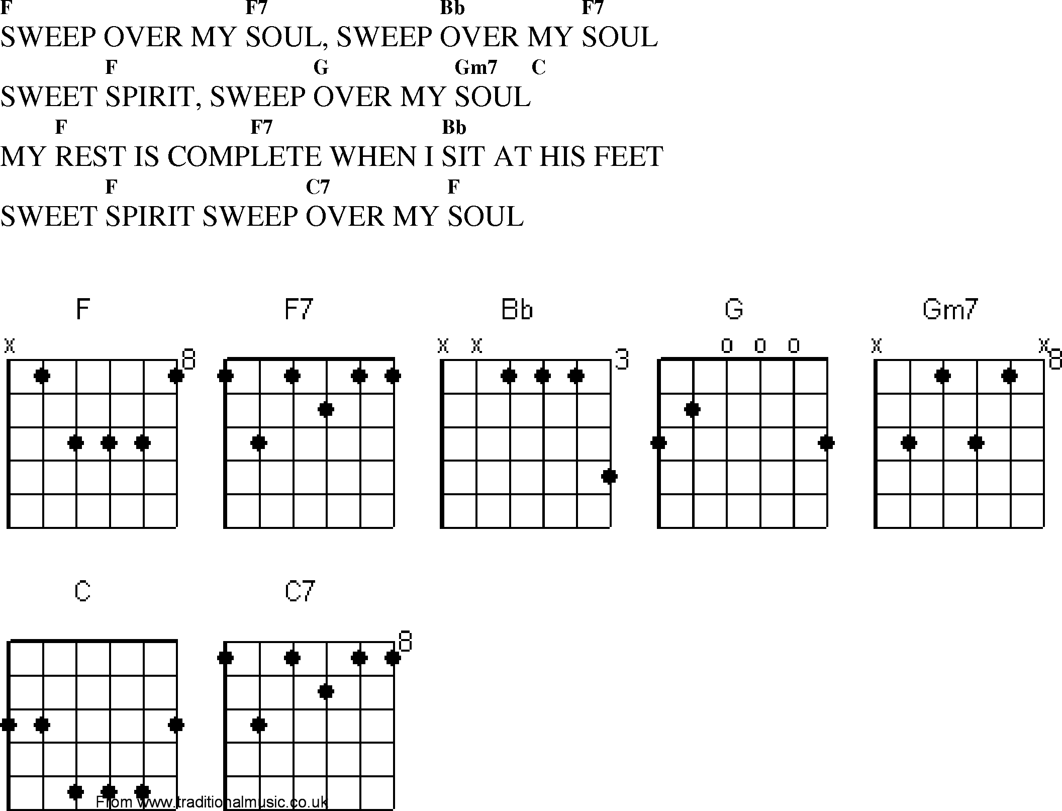 Gospel Song: sweep_over_my_soul, lyrics and chords.