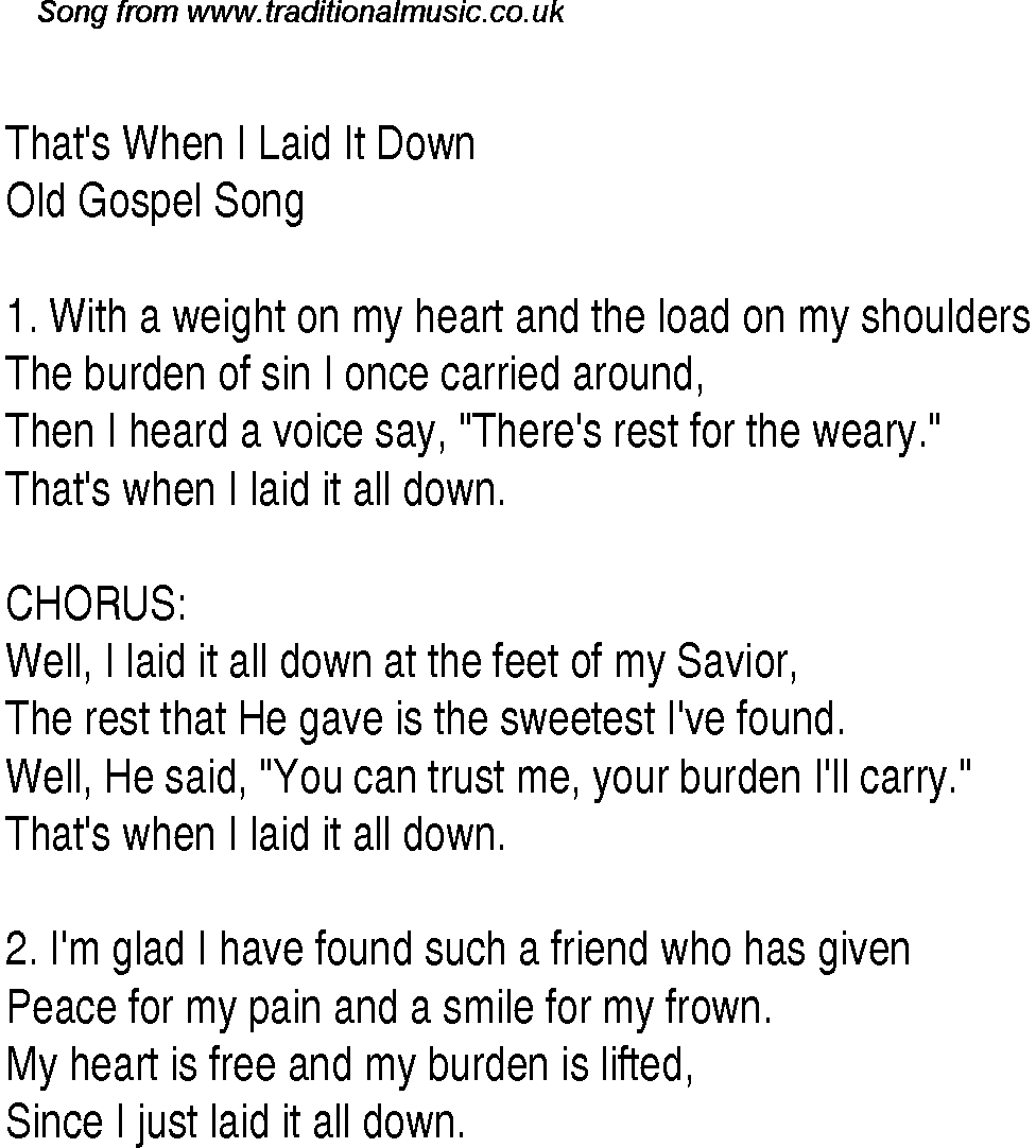 Gospel Song: that's-when-i-laid-it-down, lyrics and chords.