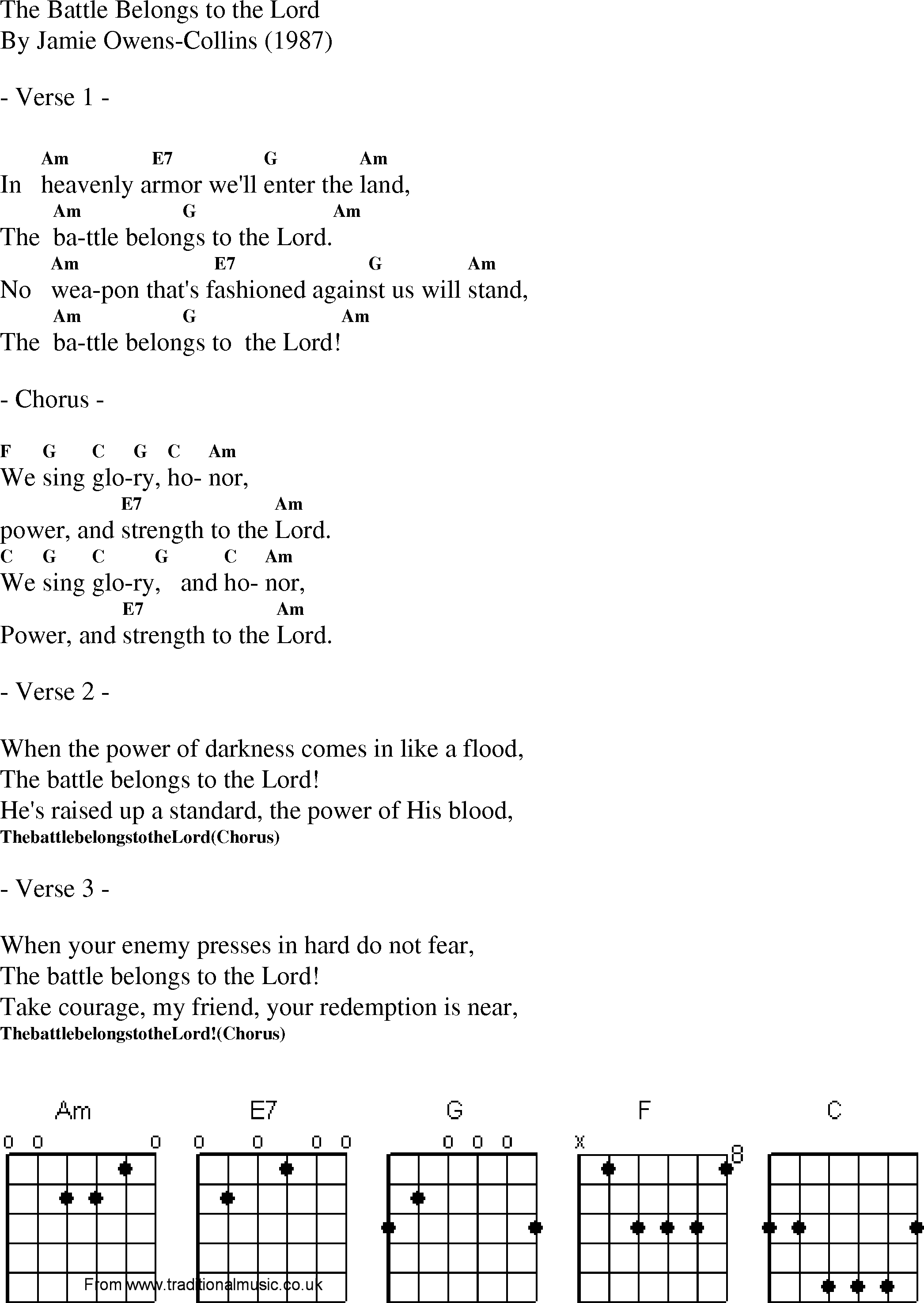 Gospel Song: the_battle_belongs_to_the_lord, lyrics and chords.