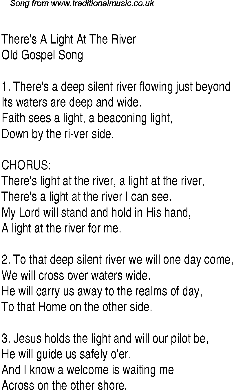 Gospel Song: there's-a-light-at-the-river, lyrics and chords.