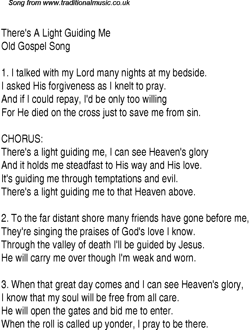 Gospel Song: there's-a-light-guiding-me, lyrics and chords.