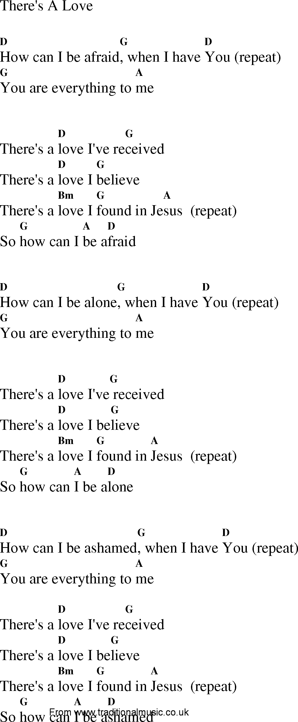 Gospel Song: theres_a_love, lyrics and chords.