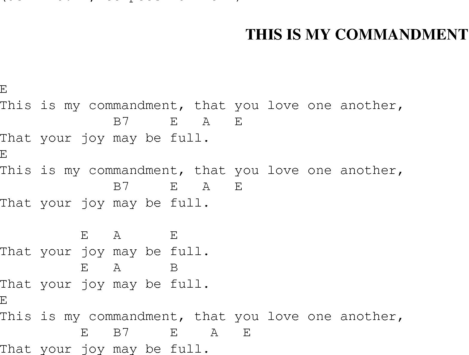 Gospel Song: this_is_my_commandment, lyrics and chords.