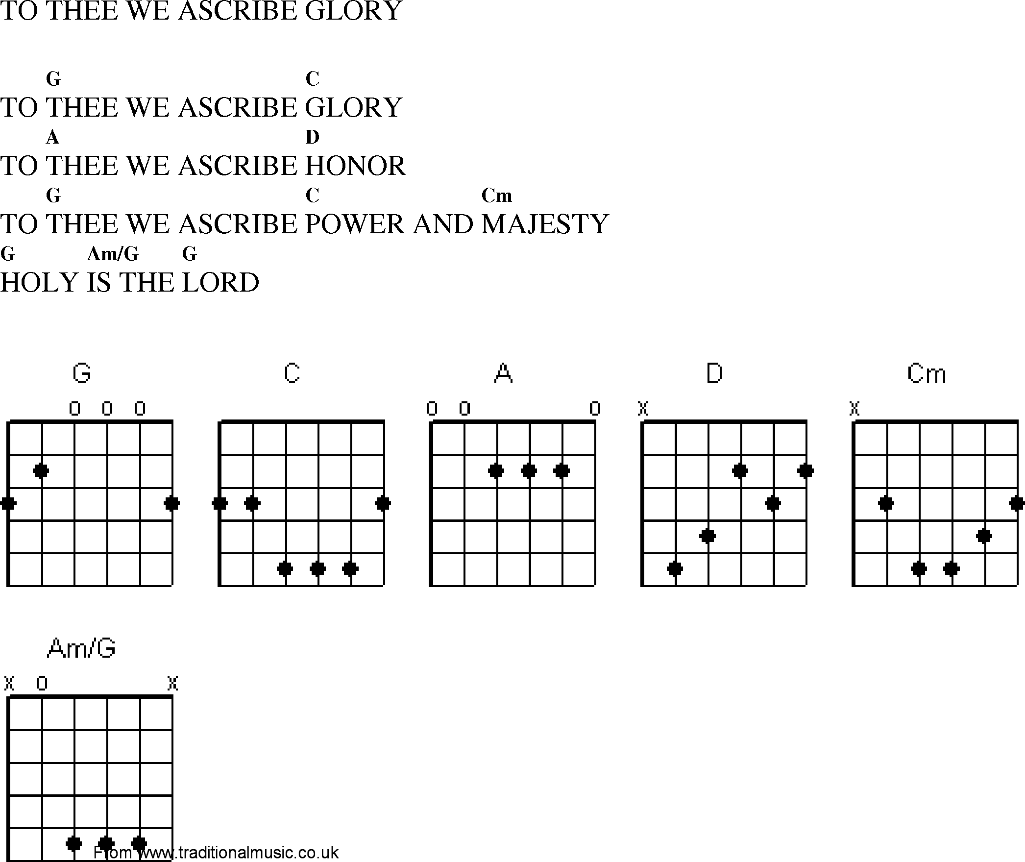 Gospel Song: to_thee_we_ascribe_glory, lyrics and chords.