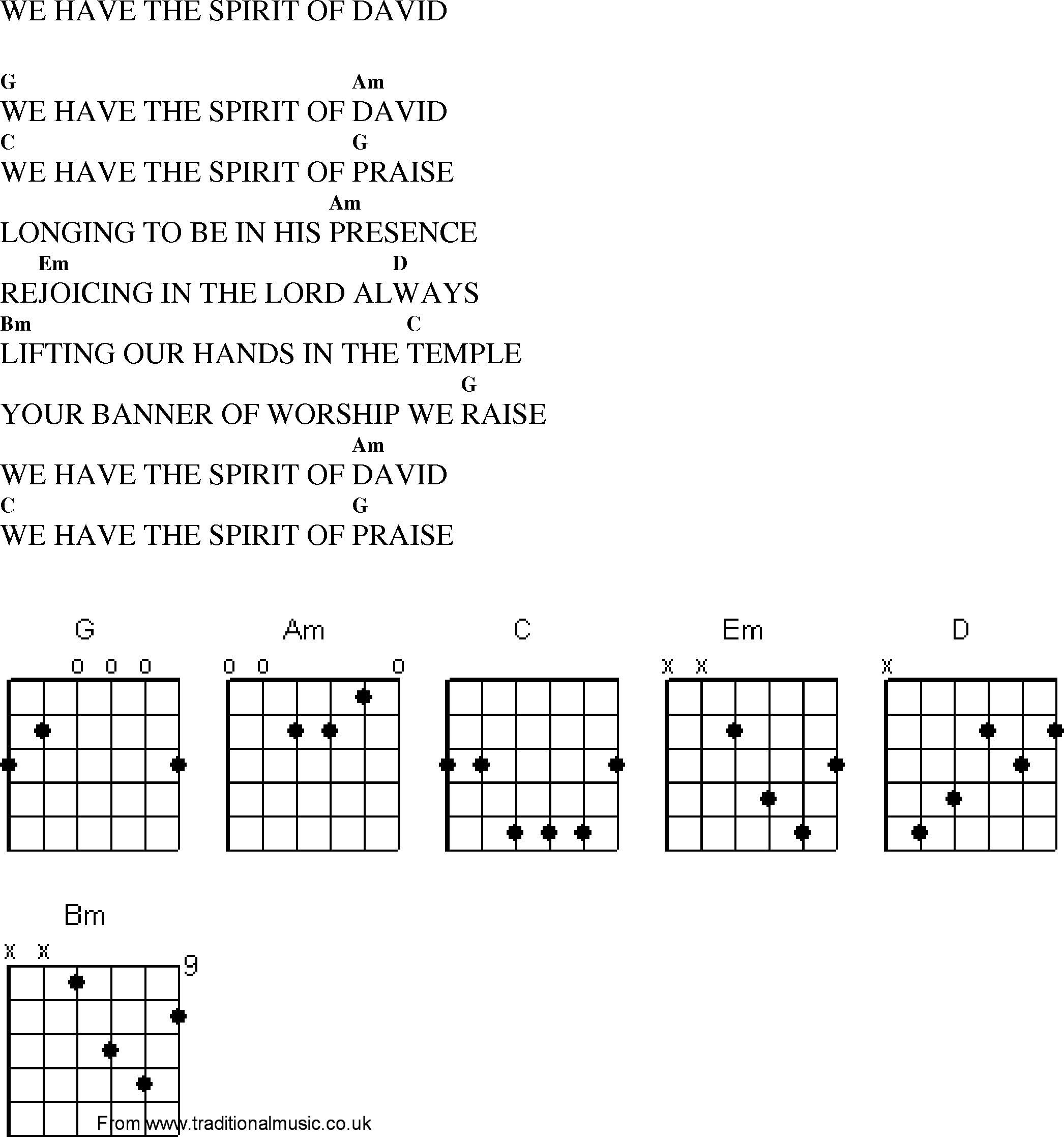 Gospel Song: we_have_the_spirit_of_david, lyrics and chords.