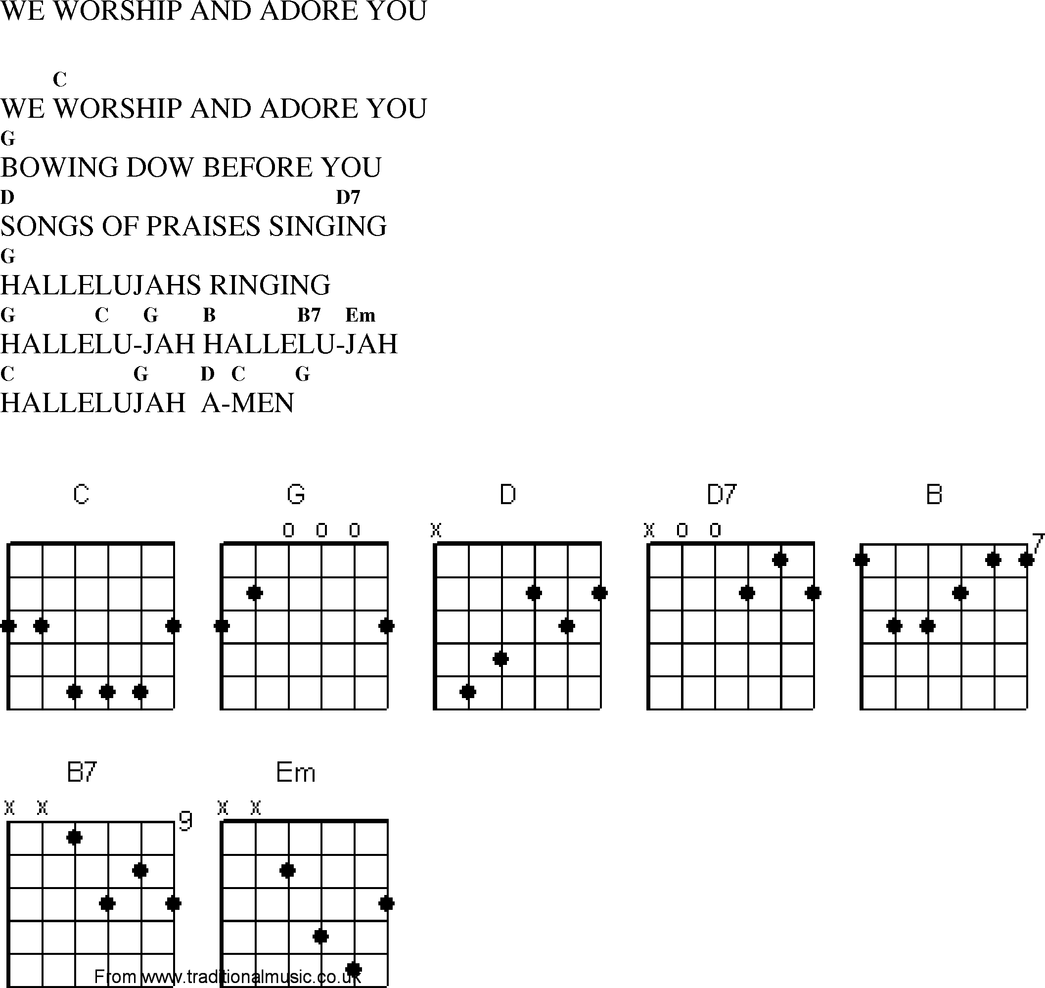 Gospel Song: we_worship_and_adore_you, lyrics and chords.