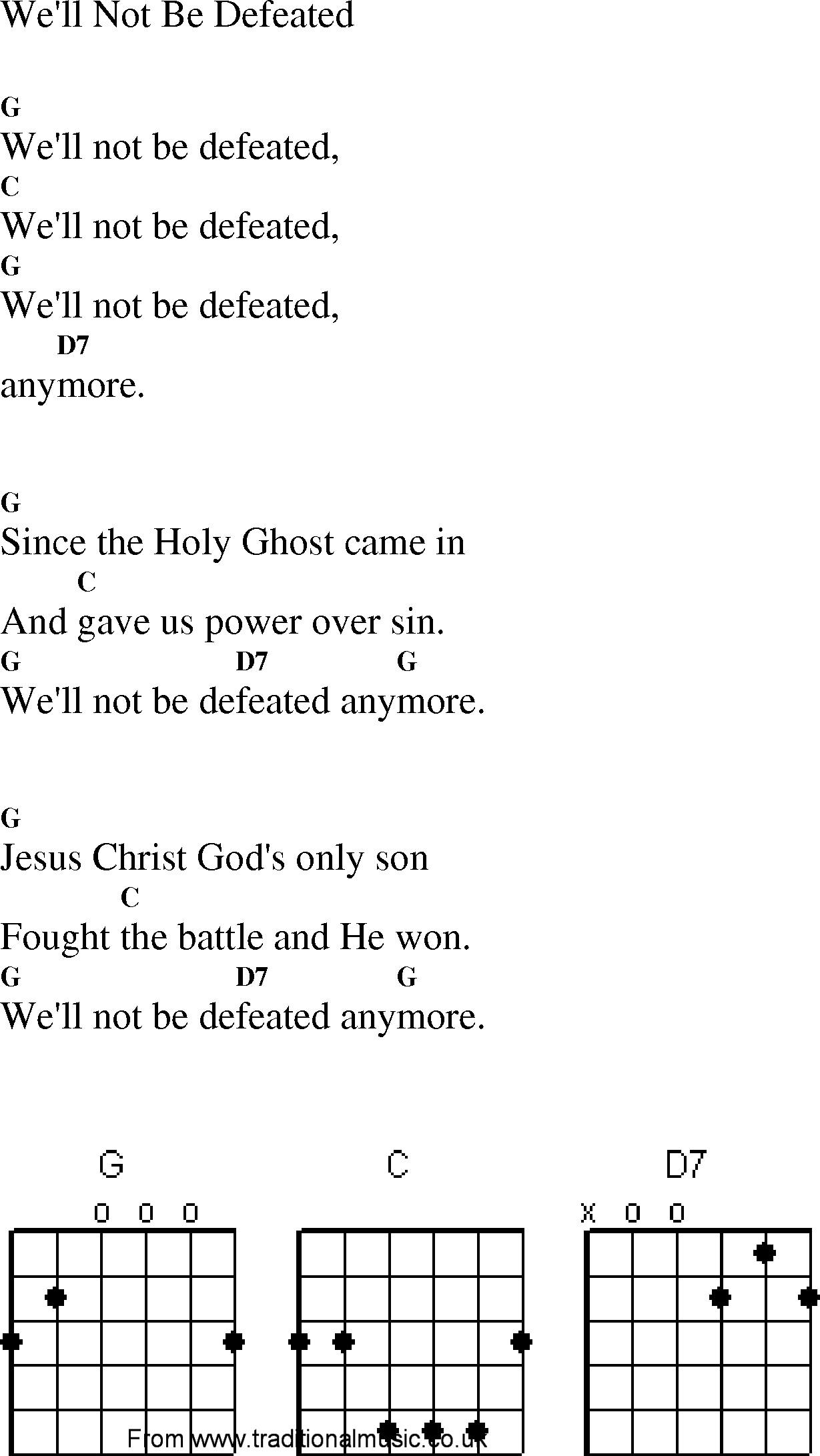 Gospel Song: well_not_be_defeated, lyrics and chords.