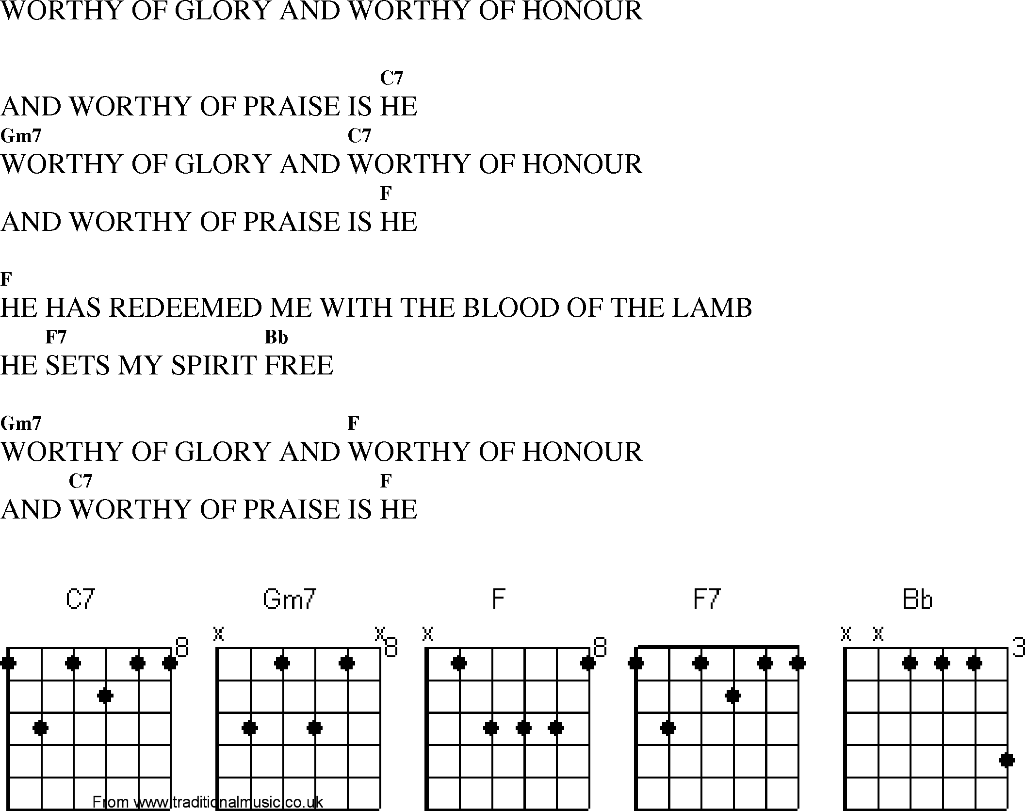 Gospel Song: worthy_of_glory_n_worthy_of_honour, lyrics and chords.