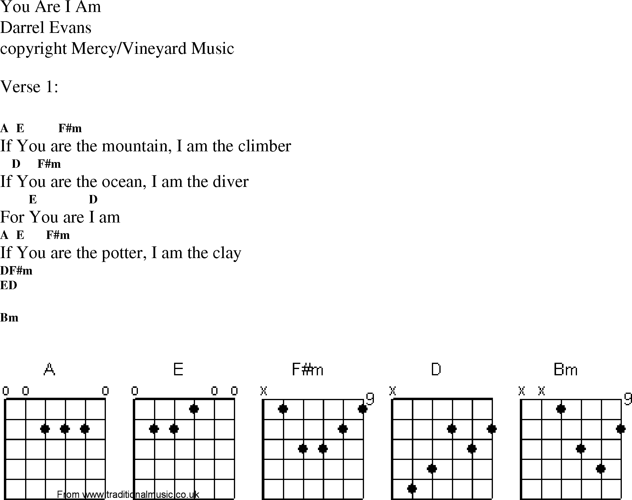 Gospel Song: you_are_i_am, lyrics and chords.