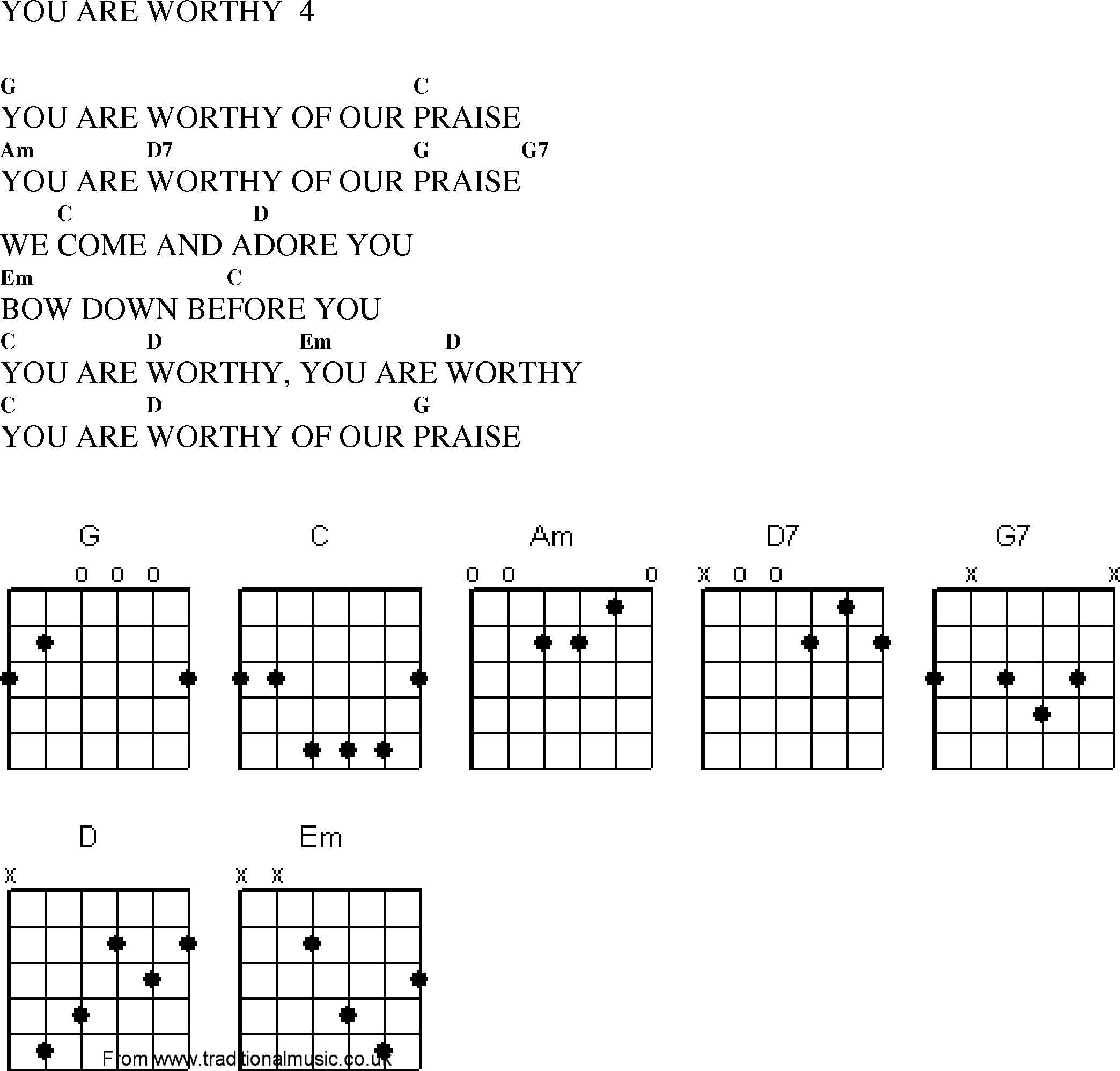 Gospel Song: you_are_worthy, lyrics and chords.