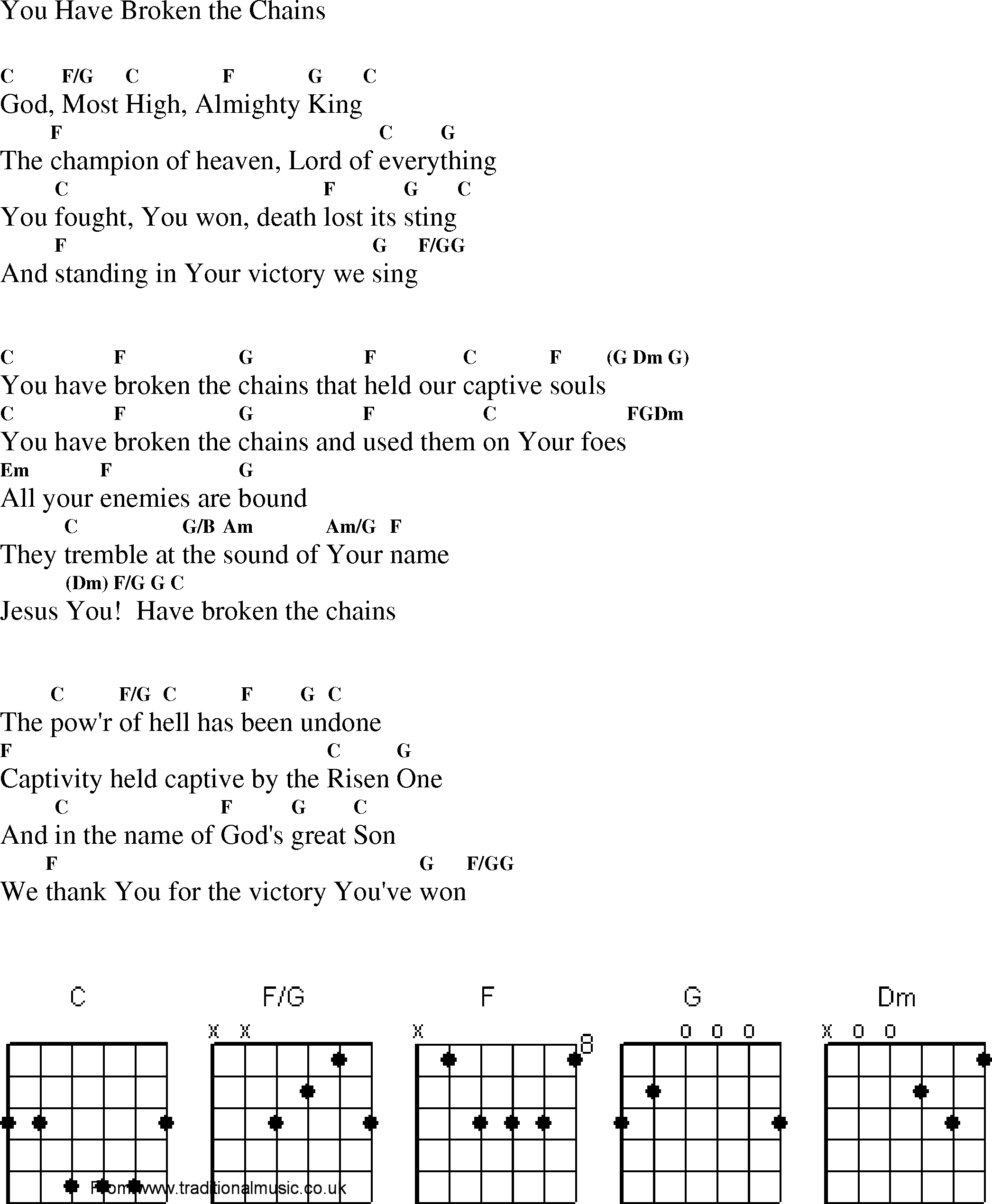 Gospel Song: you_have_broken_the_chains, lyrics and chords.