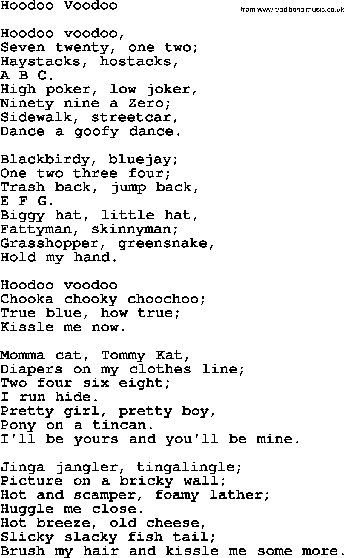 Woody Guthrie song Hoodoo Voodoo lyrics