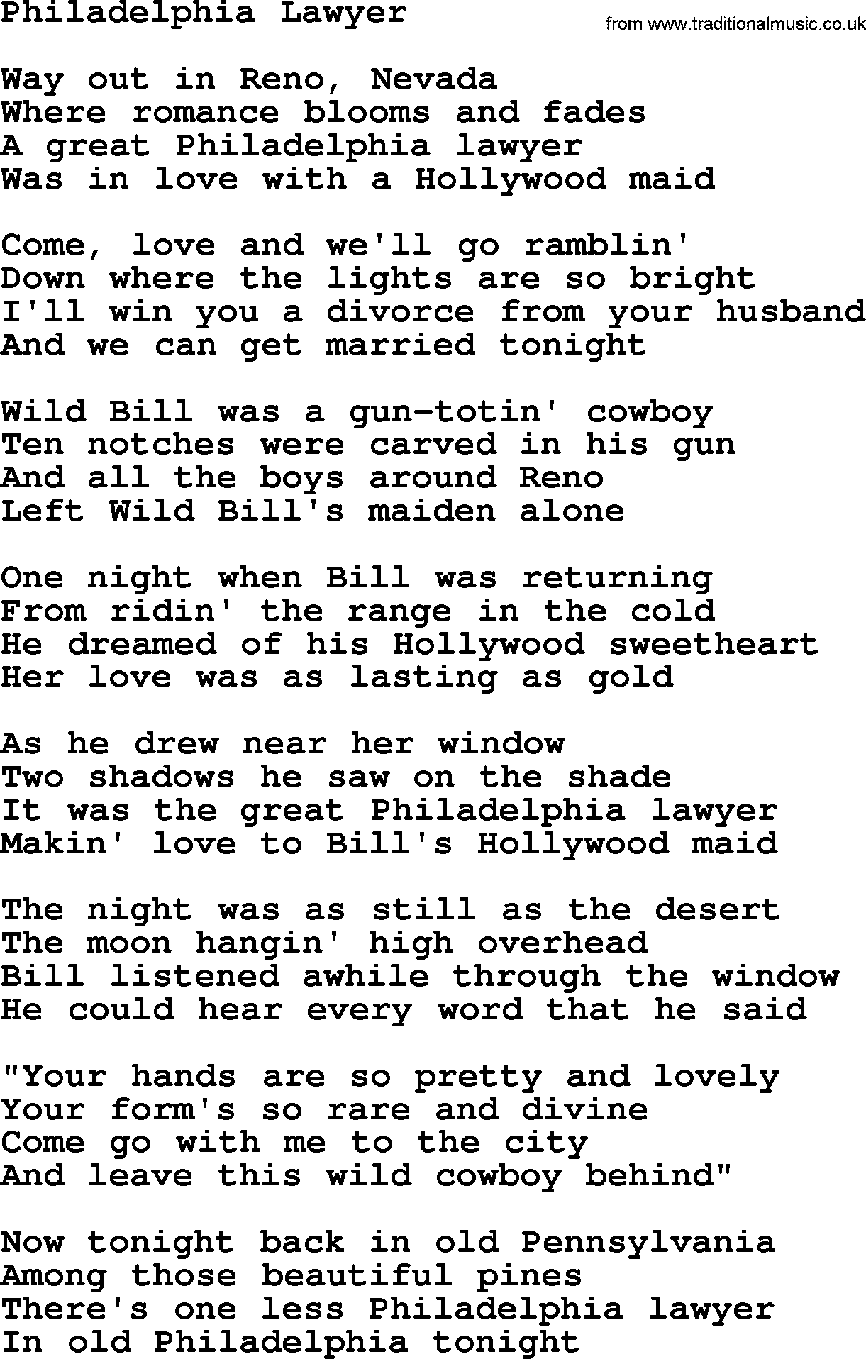 Woody Guthrie song Philadelphia Lawyer lyrics