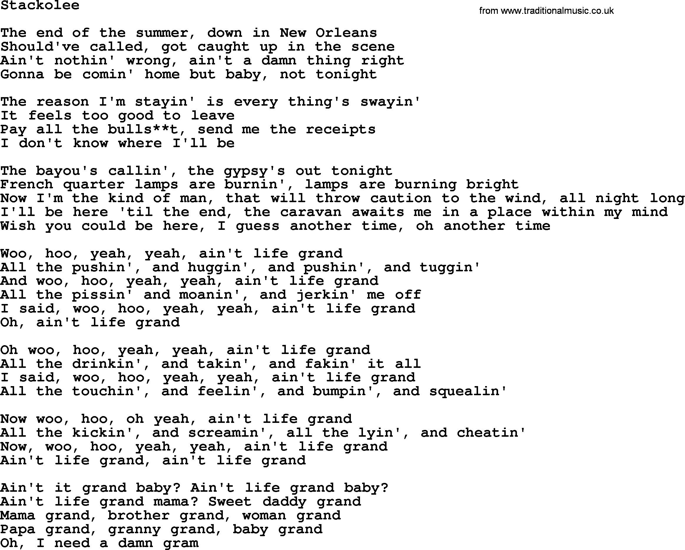 Woody Guthrie song Stackolee lyrics