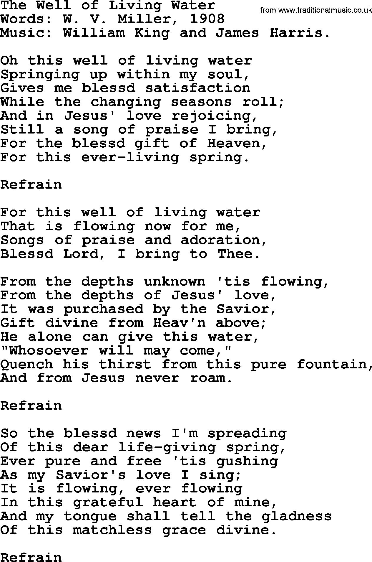 Songs and Hymns about Heaven: The Well Of Living Water lyrics with PDF