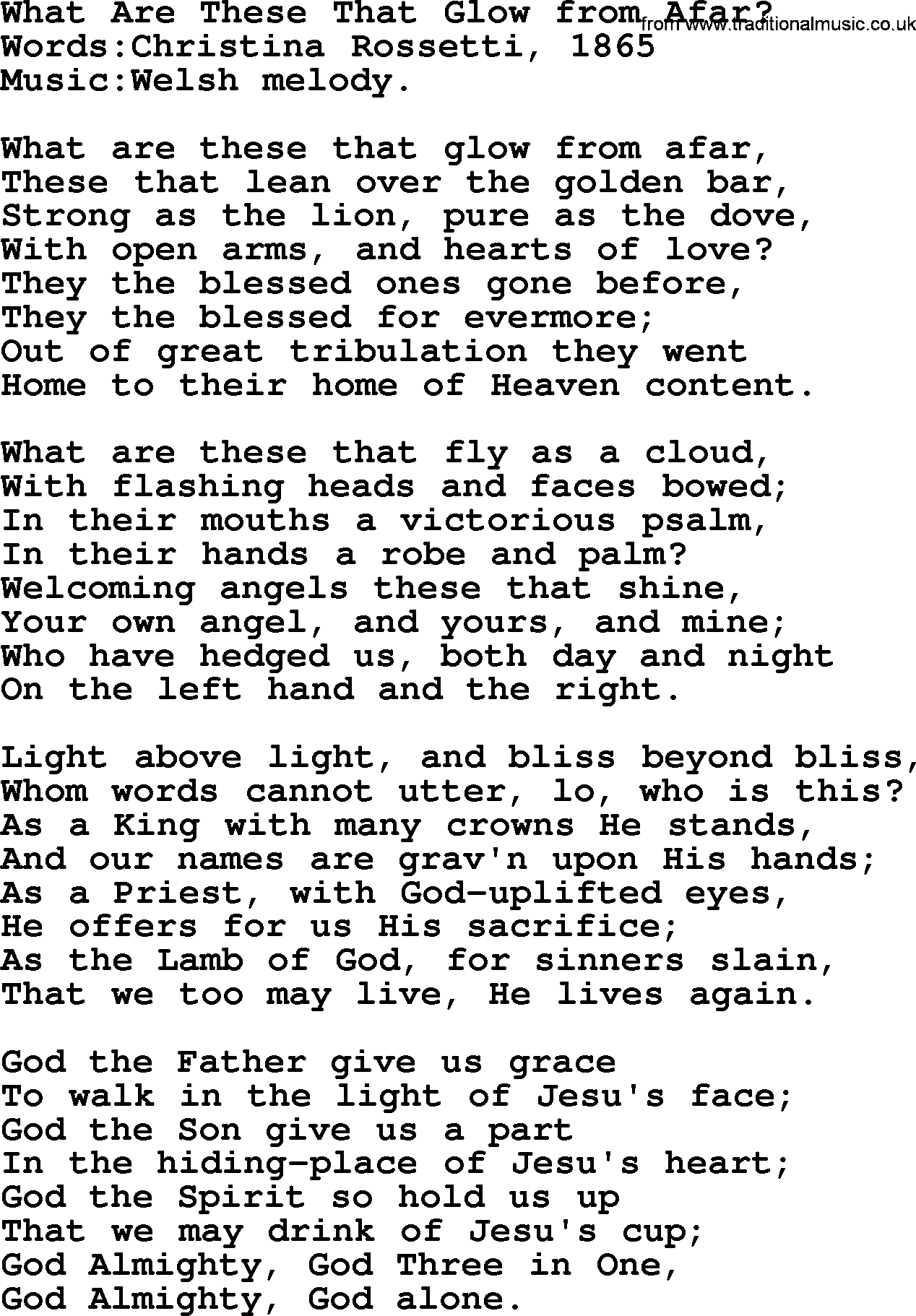 Songs and Hymns about Heaven: What Are These That Glow From Afar lyrics with PDF