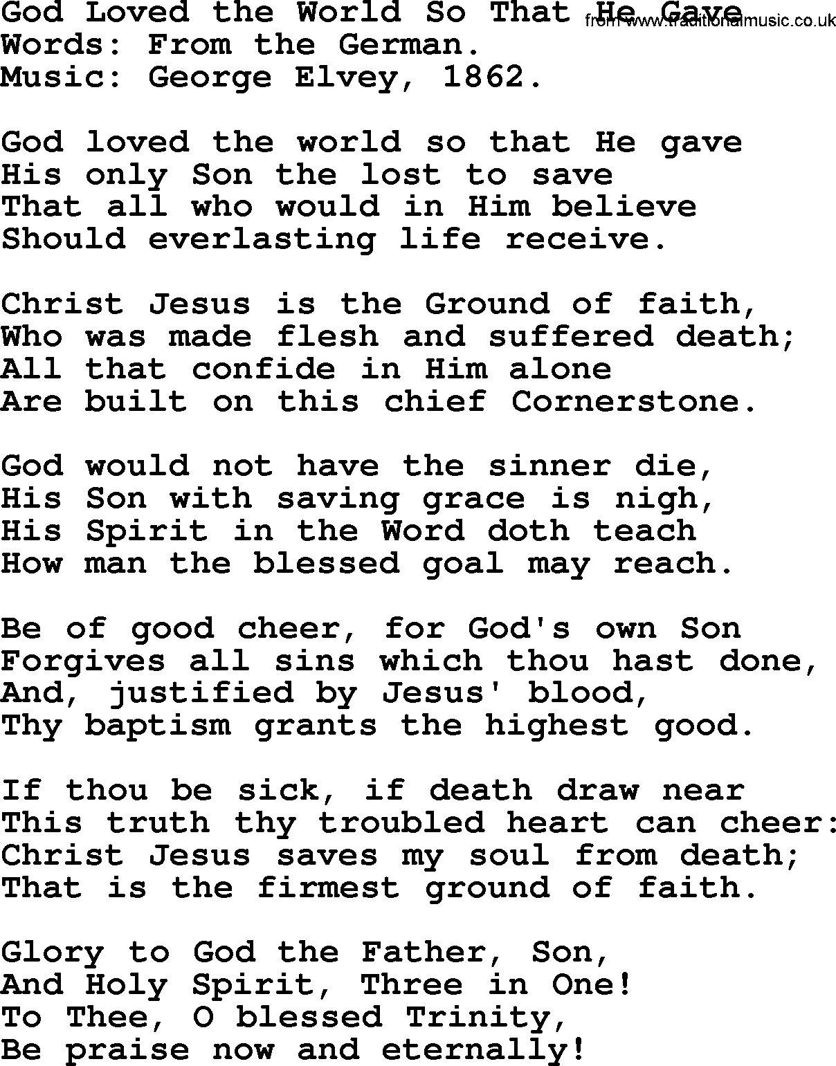 Hymns from the Psalms, Hymn: God Loved The World So That He Gave, lyrics with PDF