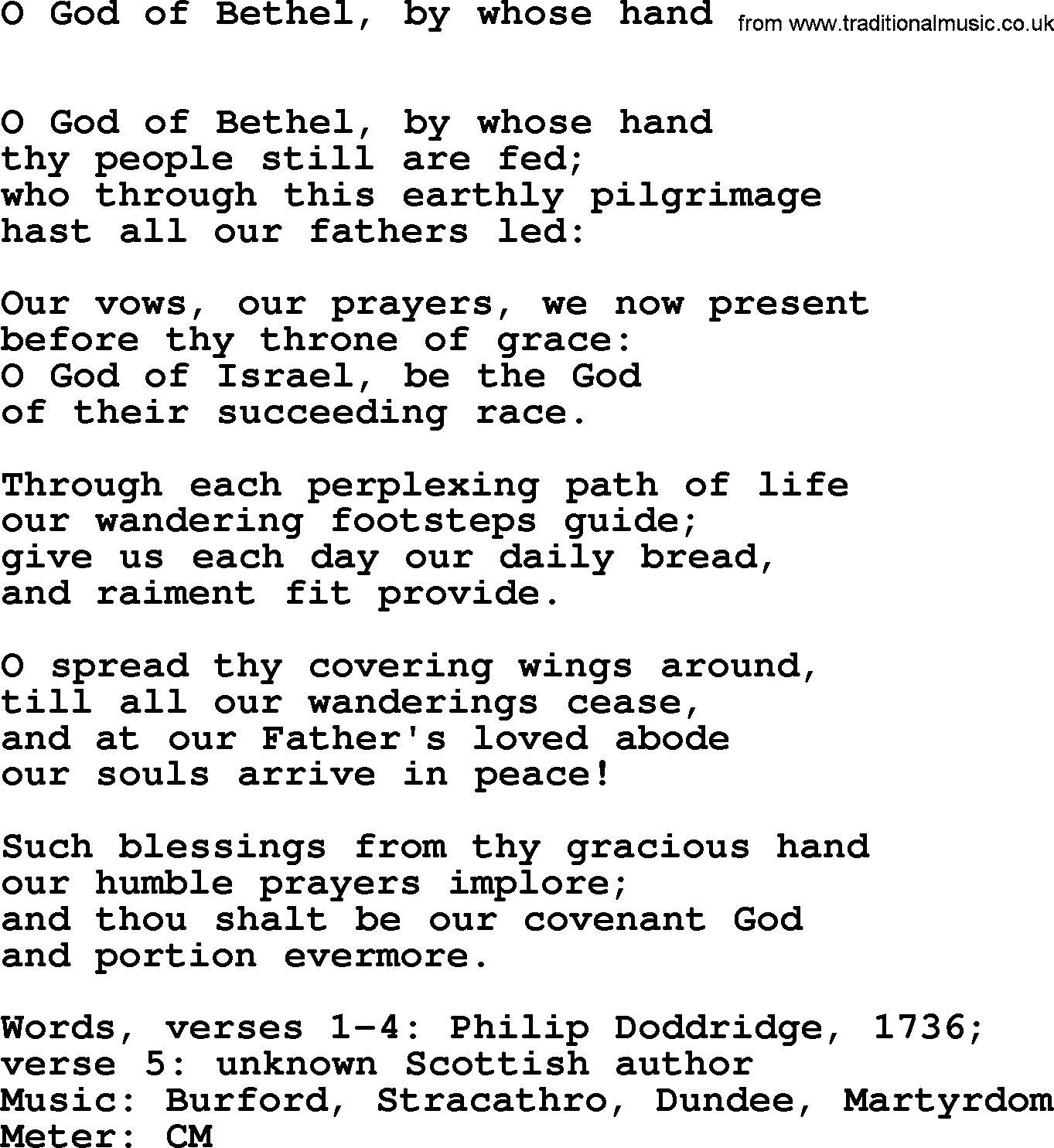 Holy Week Hymns, Hymn: O God Of Bethel, By Whose Hand, lyrics, PDF and Midi music