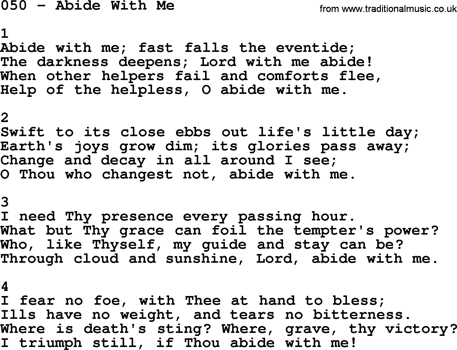 Complete Adventis Hymnal, title: 050-Abide With Me, with lyrics, midi, mp3, powerpoints(PPT) and PDF,