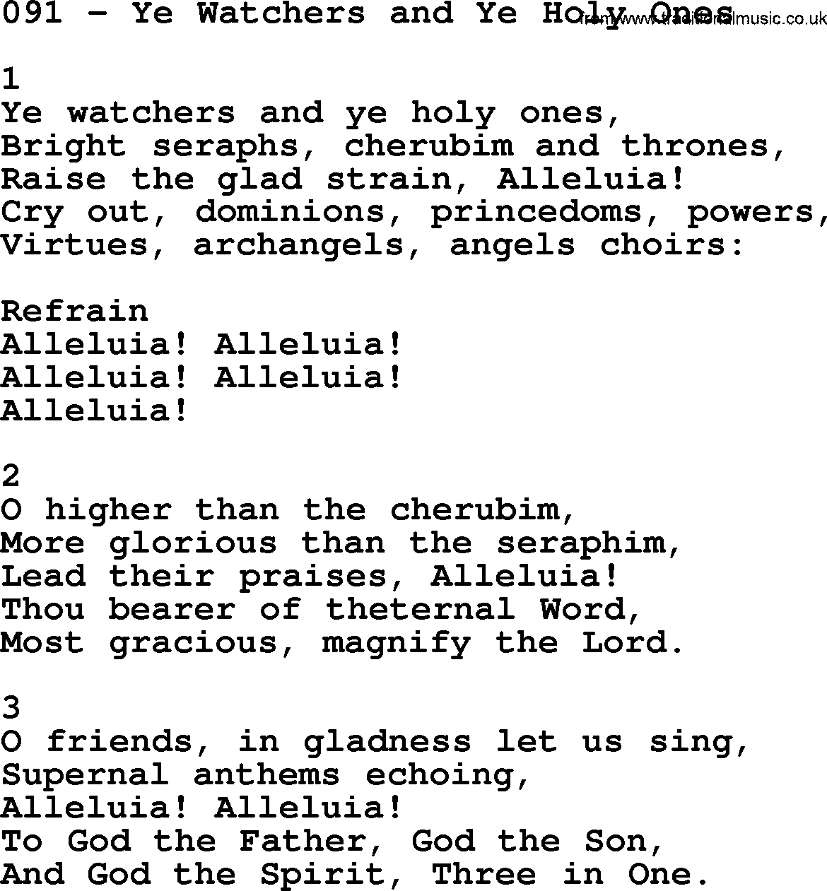 Complete Adventis Hymnal, title: 091-Ye Watchers And Ye Holy Ones, with lyrics, midi, mp3, powerpoints(PPT) and PDF,