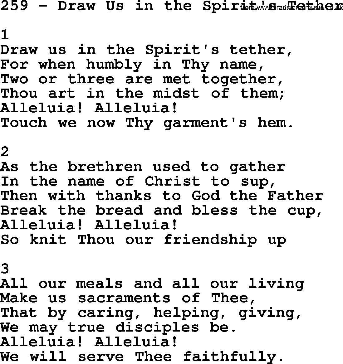 Complete Adventis Hymnal, title: 259-Draw Us In The Spirit's Tether, with lyrics, midi, mp3, powerpoints(PPT) and PDF,