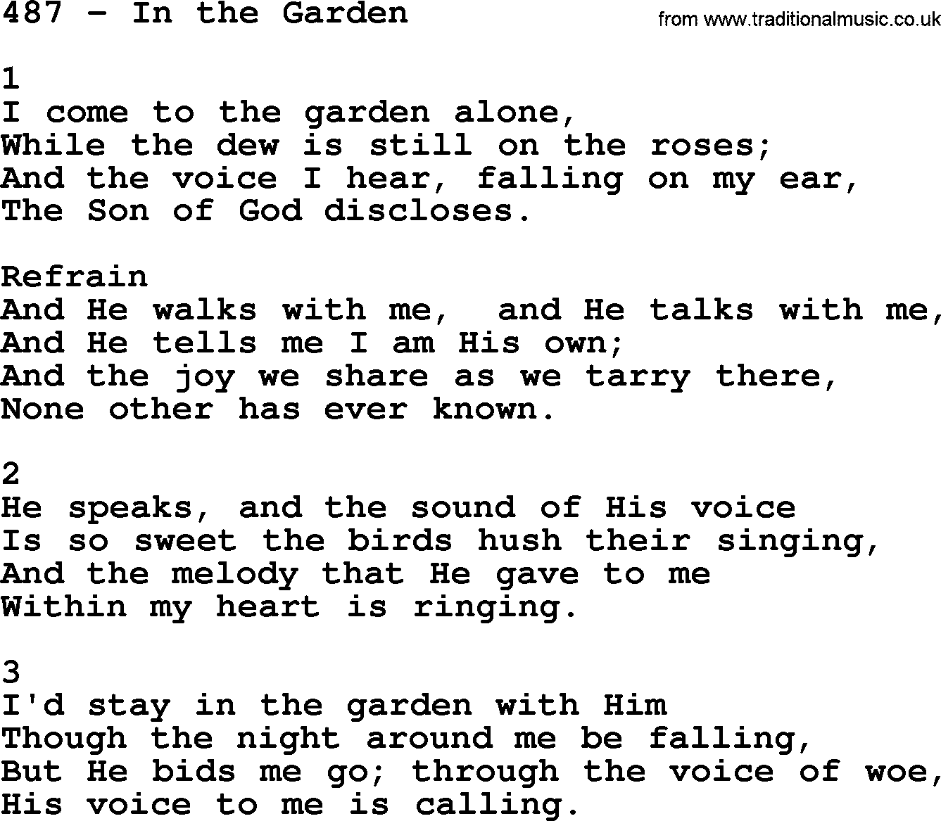 In The Garden Hymn Lyrics LyricsWalls