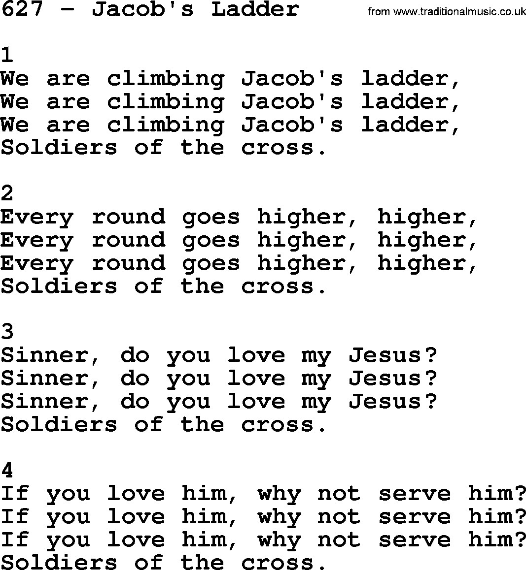 Complete Adventis Hymnal, title: 627-Jacob's Ladder, with lyrics, midi, mp3, powerpoints(PPT) and PDF,