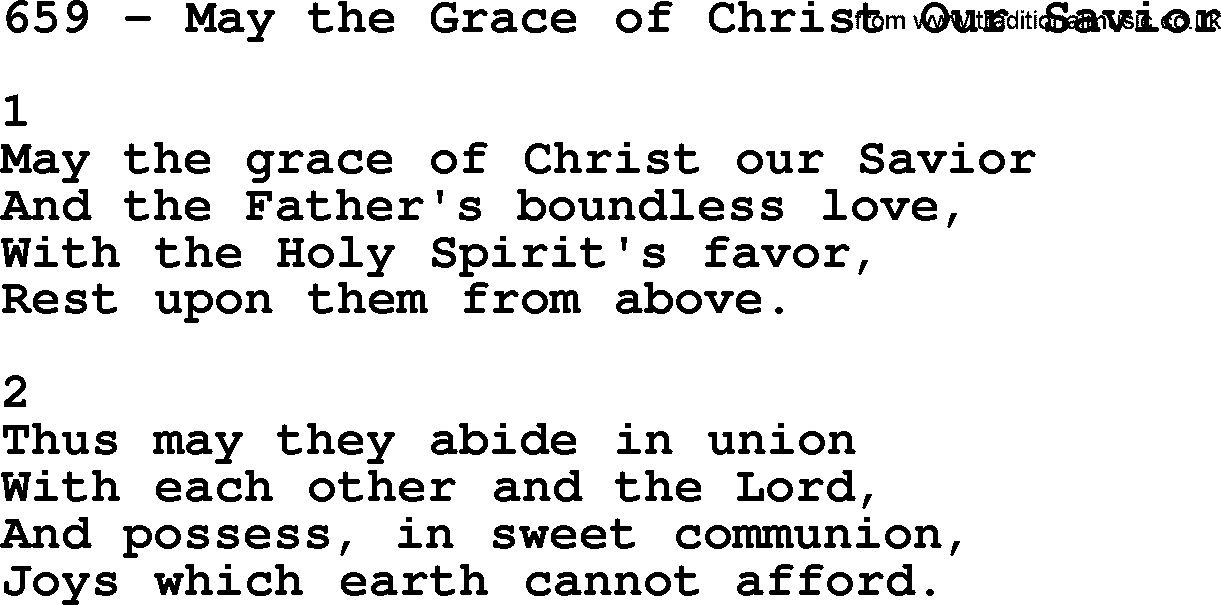 Complete Adventis Hymnal, title: 659-May The Grace Of Christ Our Savior, with lyrics, midi, mp3, powerpoints(PPT) and PDF,