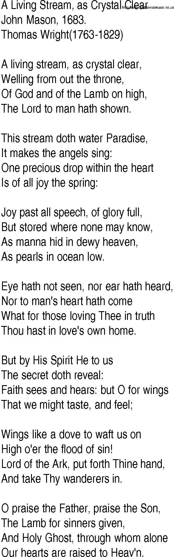 Hymn and Gospel Song: A Living Stream, as Crystal Clear by John Mason lyrics