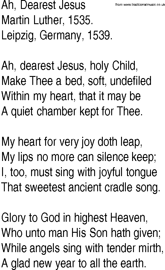 Hymn and Gospel Song: Ah, Dearest Jesus by Martin Luther lyrics