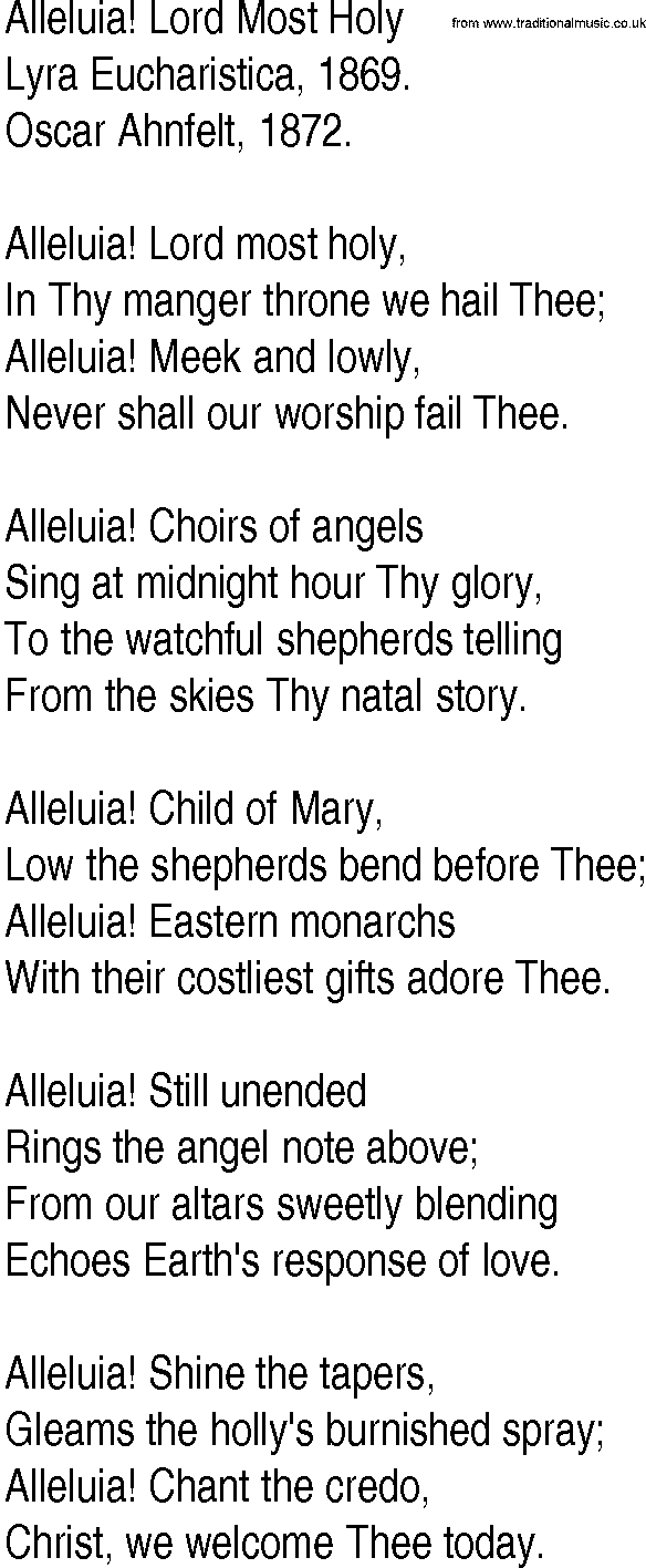 Hymn and Gospel Song: Alleluia! Lord Most Holy by Lyra Eucharistica lyrics