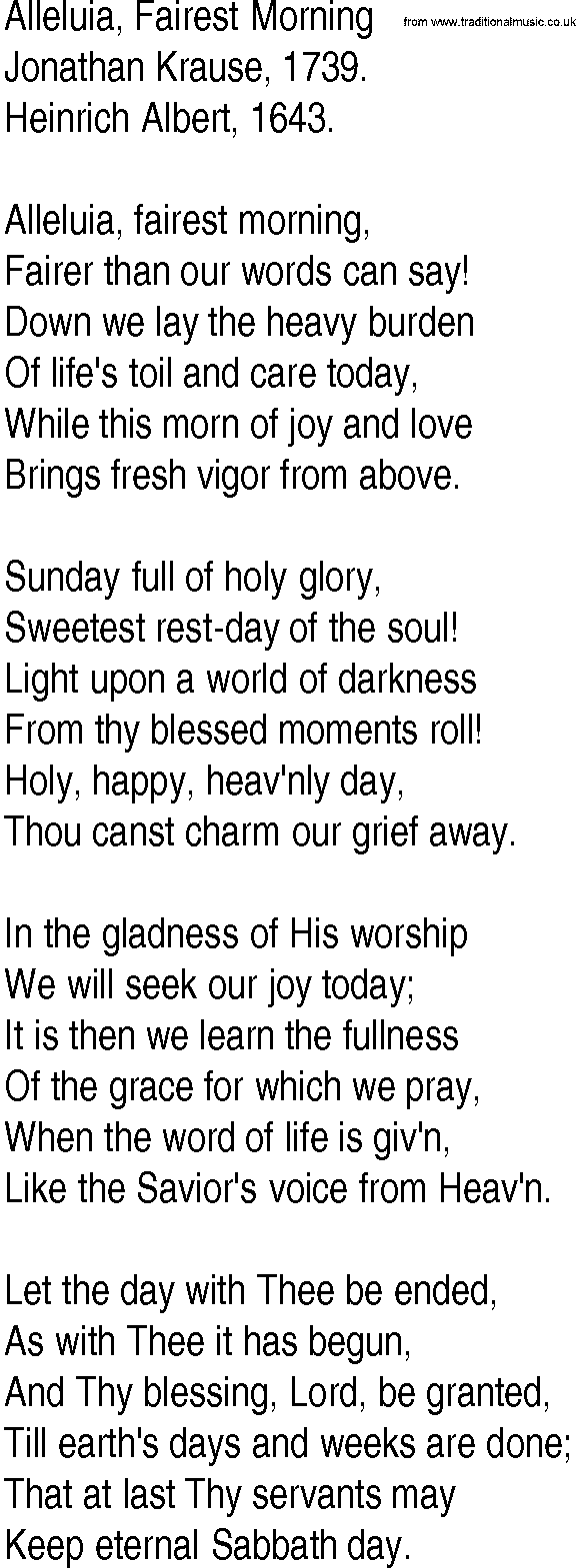 Hymn and Gospel Song: Alleluia, Fairest Morning by Jonathan Krause lyrics