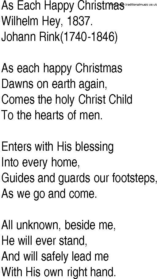Hymn and Gospel Song: As Each Happy Christmas by Wilhelm Hey lyrics
