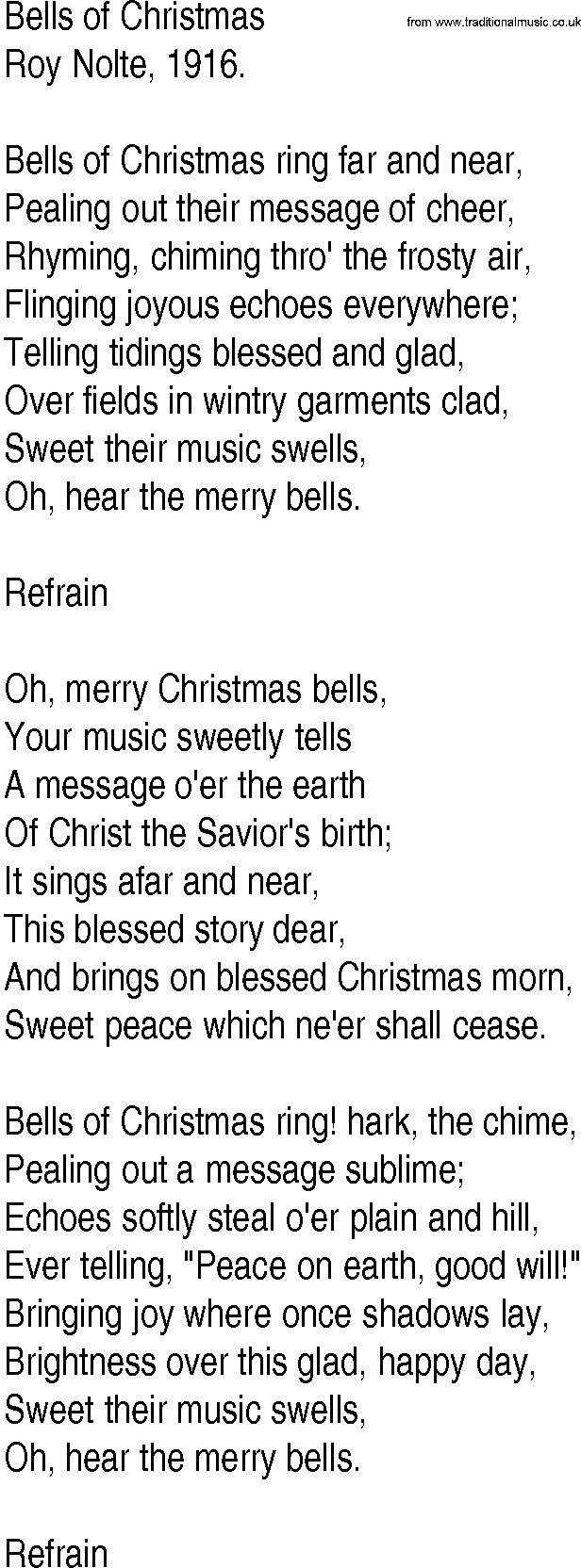 Hymn and Gospel Song: Bells of Christmas by Roy Nolte lyrics