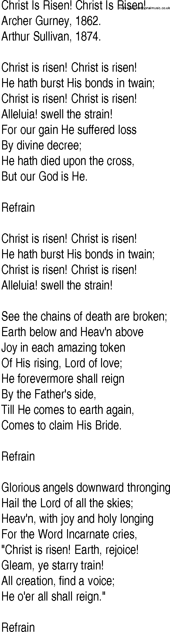 Hymn and Gospel Song: Christ Is Risen! Christ Is Risen! by Archer Gurney lyrics