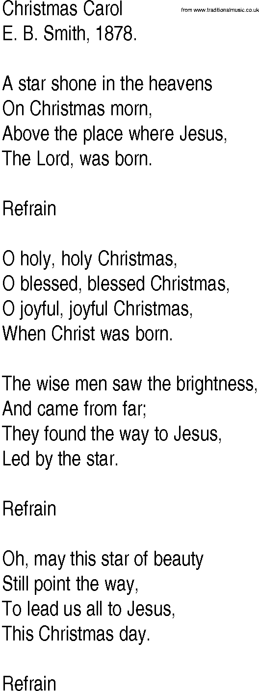 Hymn and Gospel Song: Christmas Carol by E B Smith lyrics